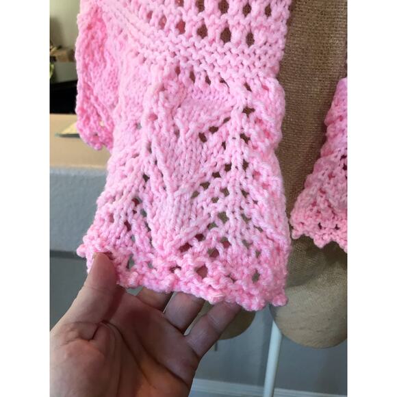 Handmade Crocheted Pink Barbie Shawl Prayer Festival Boho Hippie Custom Made EUC - Picture 4 of 8